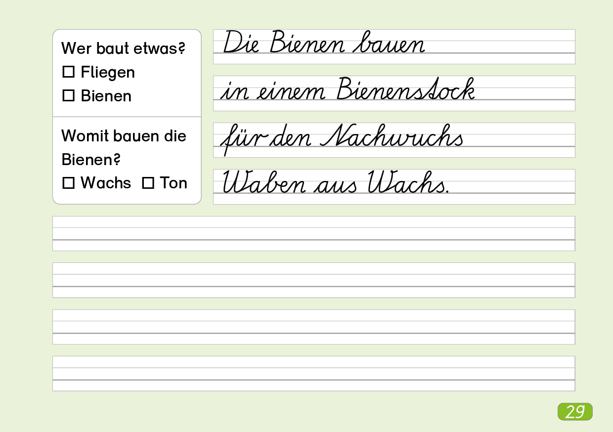 Schönschreibheft in Schulausgangsschrift (linkshändig)